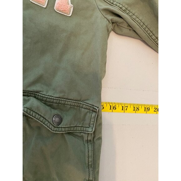 Abercrombie Kids Hooded Jacket With Patches Army Green Size 9/10 - Picture 9 of 11